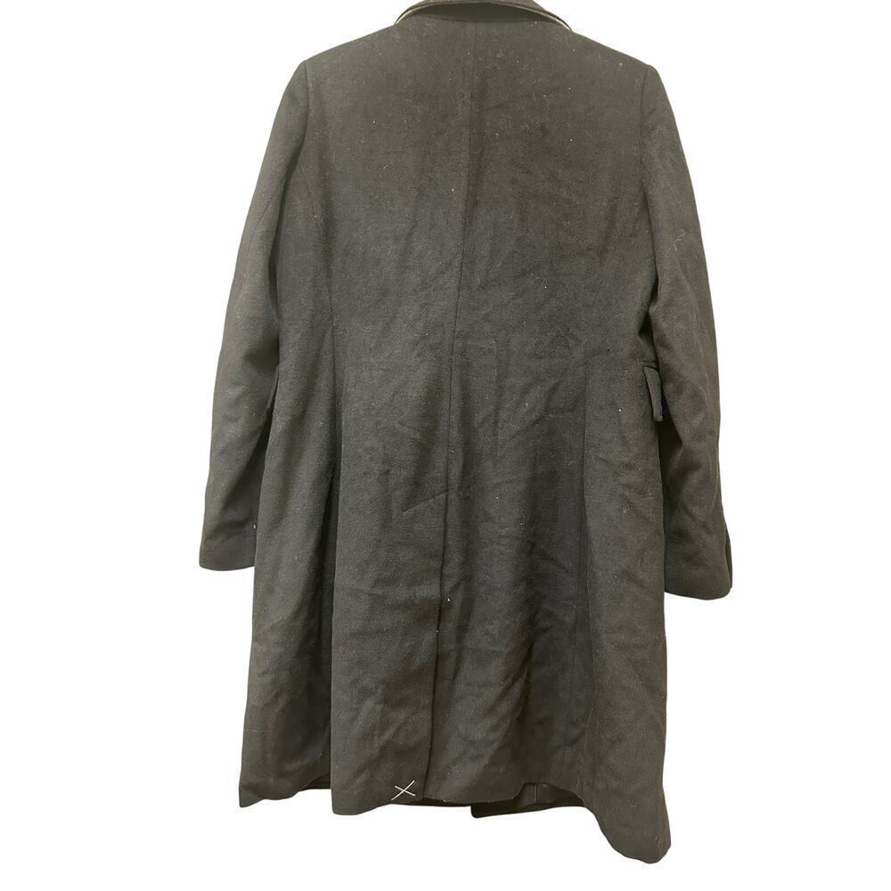 Halogen Size 12 Black Wool Blend Long Heavy Winter Pea Coat Jacket Classic Work - Picture 9 of 13